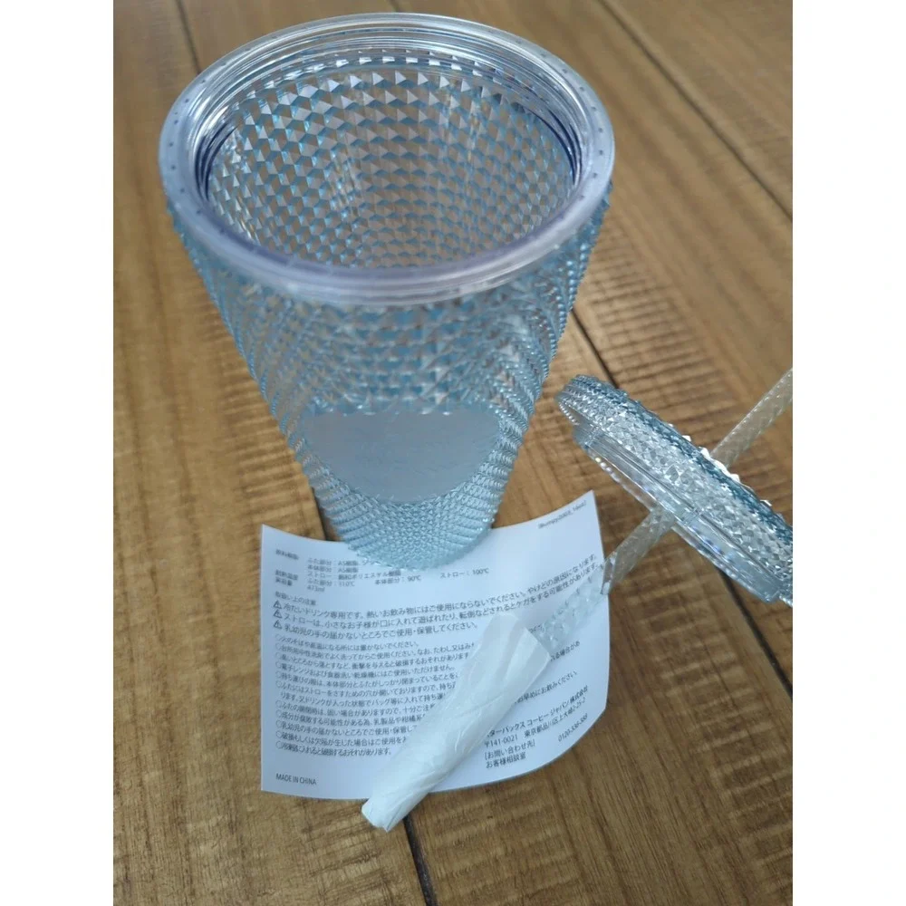 Starbucks Japan Grande Icy Blue Stud Tumbler Transparent Limited Edition‎ 16 oz